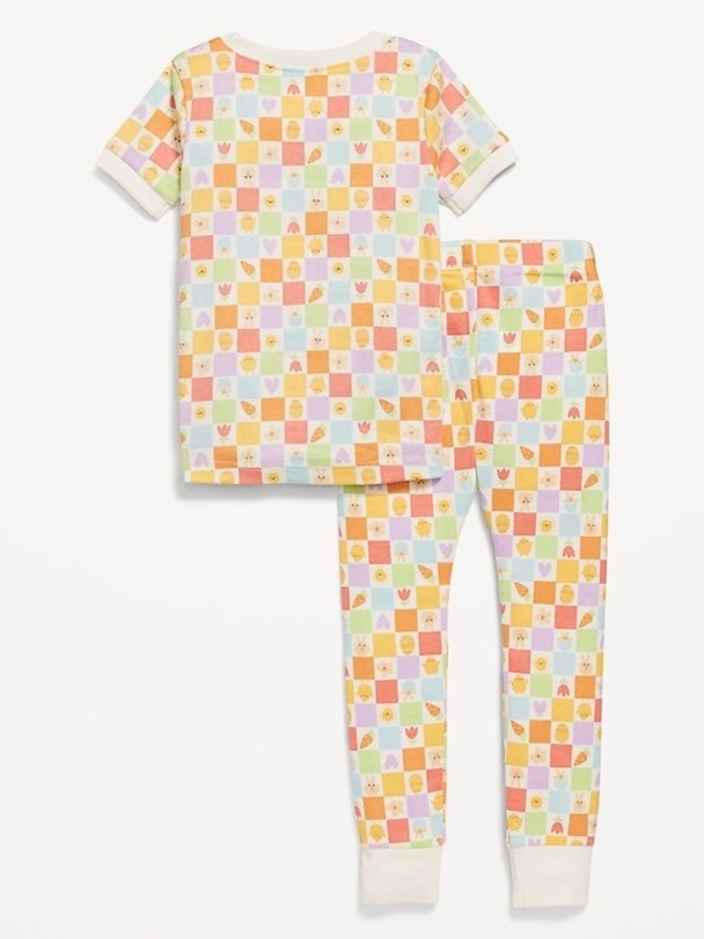Old Navy Snug Fit Pajamas Short Sleeve Size 4T Colorful Spring Checker Print